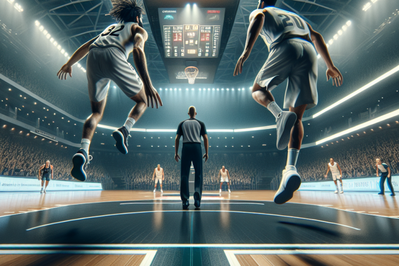 Атмосферный баскетбольный матч, символизирующий прогнозы на события NBA и Евролиги ближайших дней.